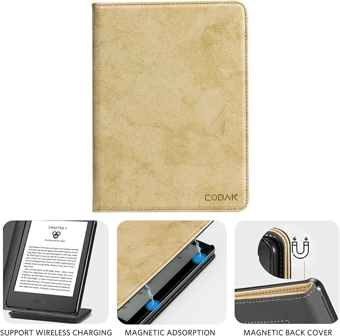 CoBak Case for 6 E-Reader - PU Leather Smart Cover with Auto Sleep/Wake &amp Hand Strap not Compatible with Kobo ClaraLinen