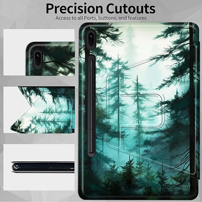 Case for Samsung Galaxy Tab S6 10.5 2019 (Model SM-T860/T865/T867) Pine Trees Theme 360 Degree Rotating Stand Smart Protective Cover for Samsung S6 T860 Tablet