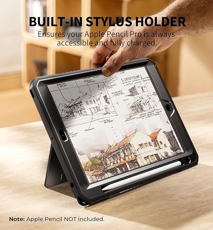 Dexnor Case for iPad 9th/8th/7th Generation 10.2 inch Rugged Protective Case with 360° Rotating Hand Strap &amp Large Stand &amp Screen Protector &amp Pencil Holder Shockproof Full-Body Bumper Cov