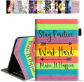 Case for Kindle Fire 7 Tablet (7 9th/7th Generation 2019/2017 Release) - Stay Positive Work Hard and Make It Happen Inspirational Quote PU Leather Folio Case with Smart Auto Wake/Sleep