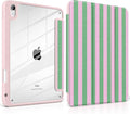 DONGKE Case for iPad (A16) 11th Generation 11 inch 2025 &amp iPad 10th Gen 10.9 inch 2022 [Built-in Pencil Holder] Clear Acrylic Back Trifold Stand Smart Cover Auto Sleep/Wake Green Stripes