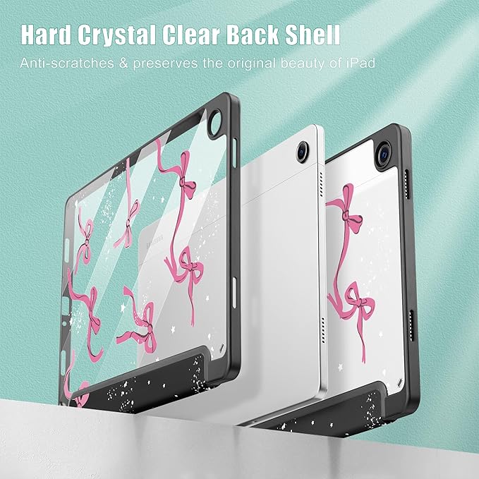 Tuiklol for Samsung Galaxy Tab A9+ Tablet 11” / A9+ Plus 2024 2023Buit-in S-Pen Holder with Clear Protective Cover Transparent Back Shell Auto Wake/Sleep Samsung Tab A9 Plus CoverBow-Black