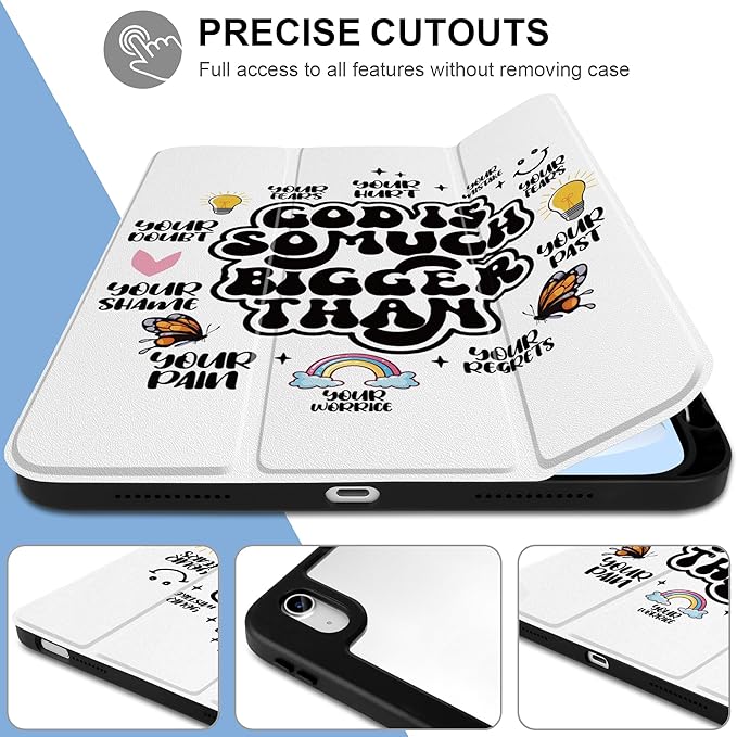 Case for iPad (A16) 11th Generation 11 inch 2025 /iPad 10th Gen 10.9 2022 - Creative Inspiring Design Trifold Cover with Soft TPU Bumper Clear Back Auto Sleep/Wake Creative Slogans