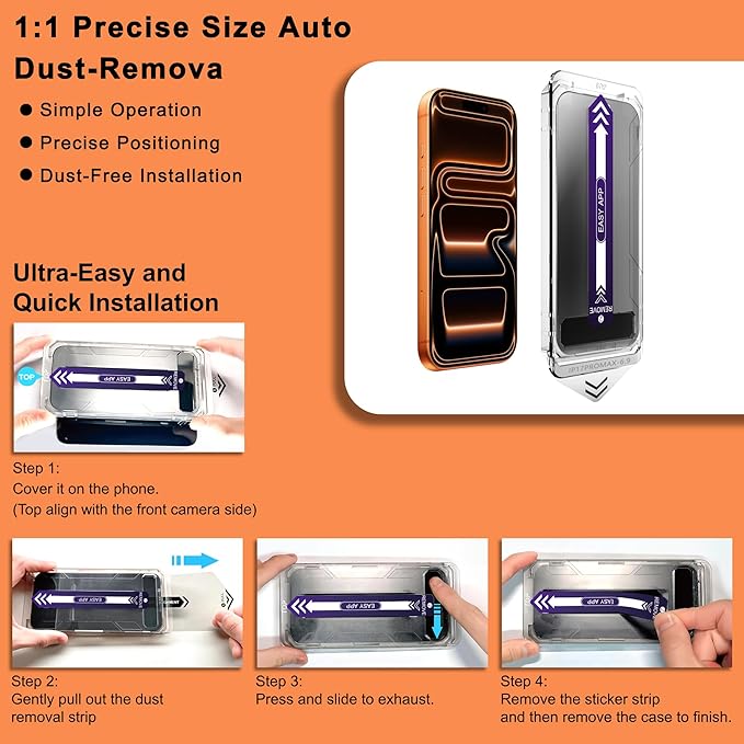 for iPhone 17 Pro Max Privacy Screen Protector [2-Pack]Anti Spy Privacy Tempered Glass 9H Hardness Bubble-Free Installation Case-Friendly