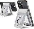 For Magsafe Wallet Stand with Airtag Holder Strongest Magnetic Wallet for iPhone 17/16/15/14/13/12 Series ID Window 4 Card Slots 10 Cards Holder Vegan Leather RFID Blocking Light Gray