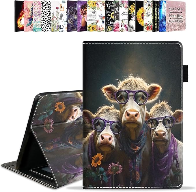 Case for All-New Amazon Kindle Fire HD 10 &amp 10 Plus Tablet 10.1 (13th/11th Generation 2023/2021 Release) - PU Leather Folio Case with Smart Auto Wake/Sleep Funny Cows Combination