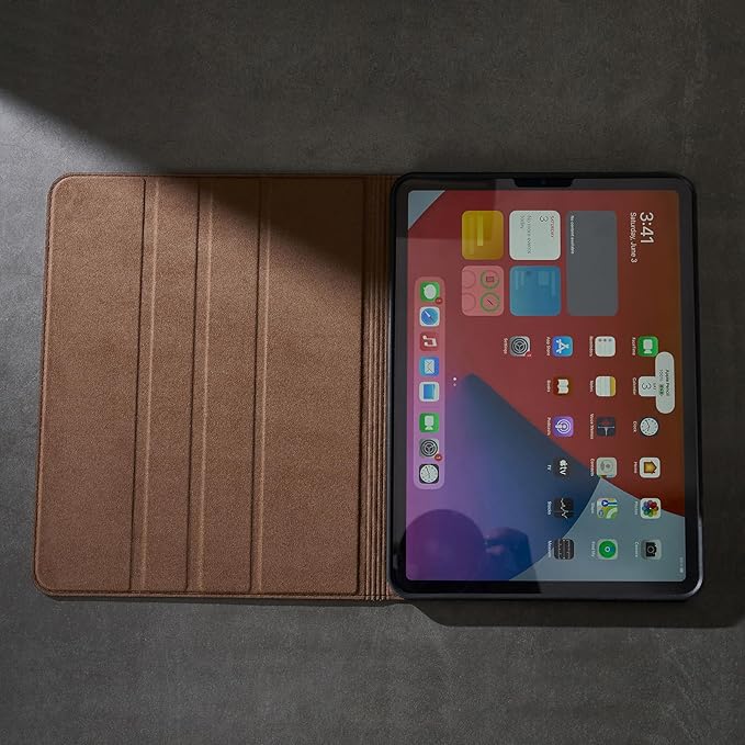 Gexmil Genuine Leather Case for iPad Pro 11 Inch (M5/M4) 2025/2024 with Adjustable StandProtective Shockproof Premium Leather Smart Folio Cover Auto Sleep/Wake Anti-Slip Buffalo Brown