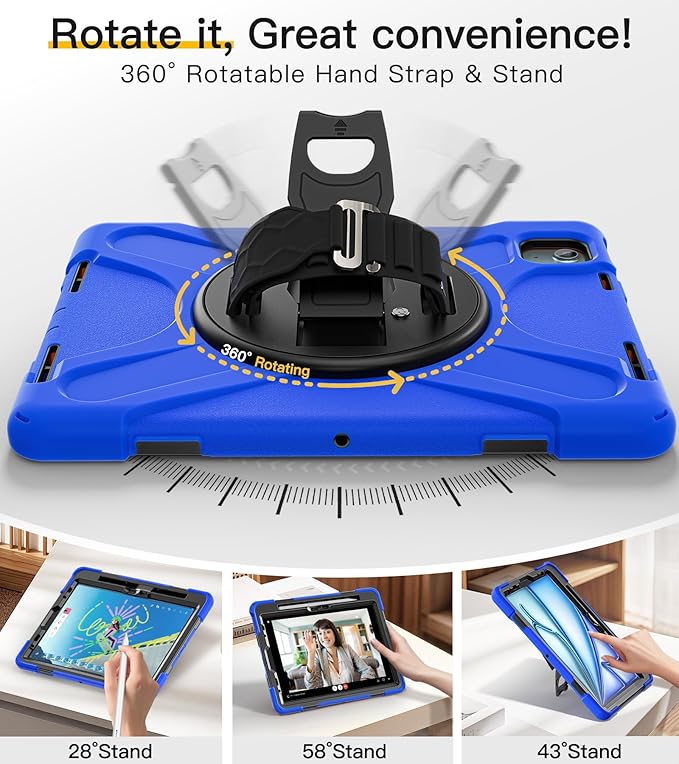 BRAECN Case for iPad Air 11 inch 2026(M4) 2025(M3) 2024(M2)iPad Pro 11 inch(4th/3rd/2nd/1st)&amp Air 10.9(5th/4th) Protective with Pencil Holder Screen Protector 360°Rotating Stand Handle Full Body
