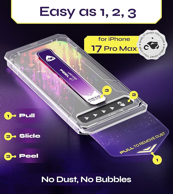 Defenslim for iPhone 17 Pro Max Screen Protector (2Pack) 6.9 Tempered Glass 9H Hardness Ultra HD Clear Case Friendly Easy Auto-Dust &amp Align Install Kit WonderShield