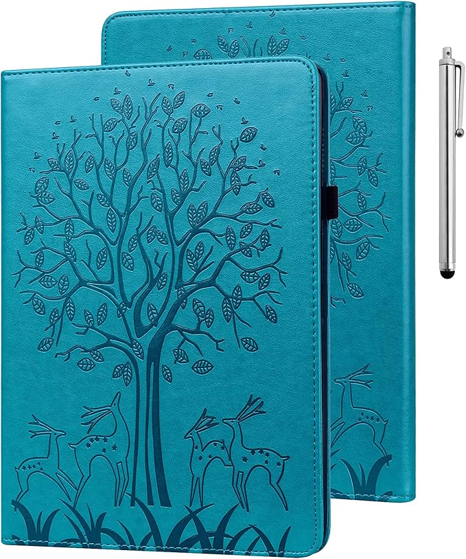 ALILANG for Kindle Fire Max 11 Case (13th Generation 2023 Release) Tree Embossed PU Leather Card Slot Shockproof Smart Cover for Kindle Fire Max 11 2023 Tablet Case -Blue