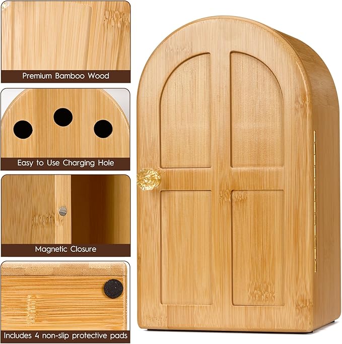 Premium Cell Phone Box for Family TimeBamboo Cell Phone Jail with Charging HolesHold 6 PhonesHelp Kids Adults Focus Back