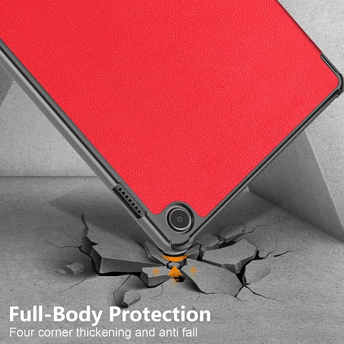 Case for Amazon Fire Max 11 Tablet (13th Generation 2023) Techcircle Slim Lightweight Trifold Stand Magnetic Hard Shell Flip Cover PU Leather Protective Folio Book Cover Red