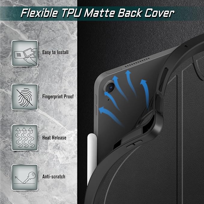Fintie Magnetic Stand Case for iPad Air 13-inch M4/M3/M2 (2026/2025/2024) - Multiple Angles Shockproof Rugged Soft TPU Cover with Pencil Holder Auto Sleep/Wake Black