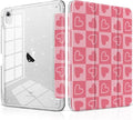 MEEgoodo Case for iPad A16 11th Generation 2025/10th Generation 2022 Glitter Tablet Cases with Transparent Acrylic Back+Trifold Stand +Pencil Holder+Auto Wake/SleepHearts &amp Pink Checkered