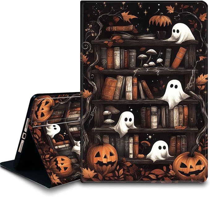 Bxgolkgd Tablet Case for Amazon Kindle Fire Max 11 (13th Generation 2023 Release)Shockproof Stand Cover with Heat DissipationAuto Wake/Sleep FunctionHalloween Ghost Bookcase