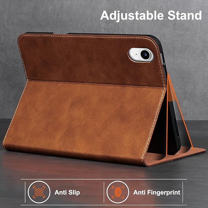 Gexmil Premium Leather Case for iPad mini 7 (A17 Pro) 2024 / iPad mini 6 Generation 2021 8.3 InchPencil Holder Magnetic ClosureShockproof Cowhide CoverAdjustable StandVegetable Tanned Brown