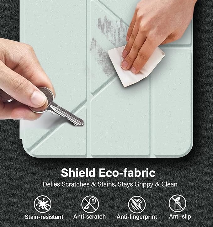JKSML Case for iPad (A16) 11th/10th Gen with 8+ Viewing Angles DIY Detachable Sliding Cover Fully Clear Hard Back Shell Solid Y-fold Stand Pencil Holder for iPad 10.9 (2022)/ 11 (2025)-Green-1