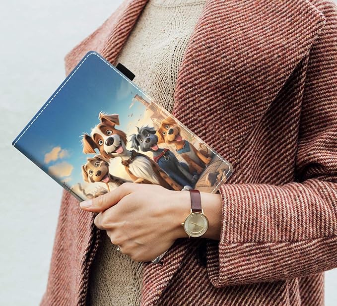 Case for Amazon Fire HD 10/HD 10 Plus Tablet 10.1 (13th/11th Generation 2023/2021 Release) Slim PU Leather Cover with Card Slot &amp Auto Wake/Sleep Cute Cartoon Dog