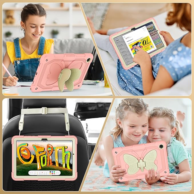 Cover for Samsung Galaxy Tab A11+ Plus/A9+ Plus Case with Screen Protector Galaxy Tab A11+/A9+ 11 inch 2025/2023 Released with Butterfly Stand Shoulder Strap Shockproof case for Kids Girl