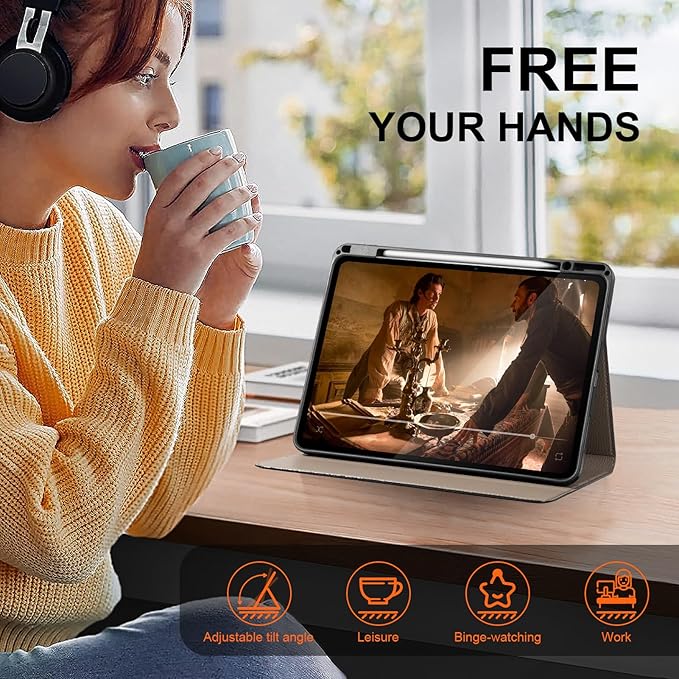 for iPad Air 13 inch Case M4/M3/M2 2026/2025/2024 Premium Leather Protective Cover with Apple Pencil Holder Auto Wake/Sleep Adjustable Stand &amp Multiple Viewing Angles