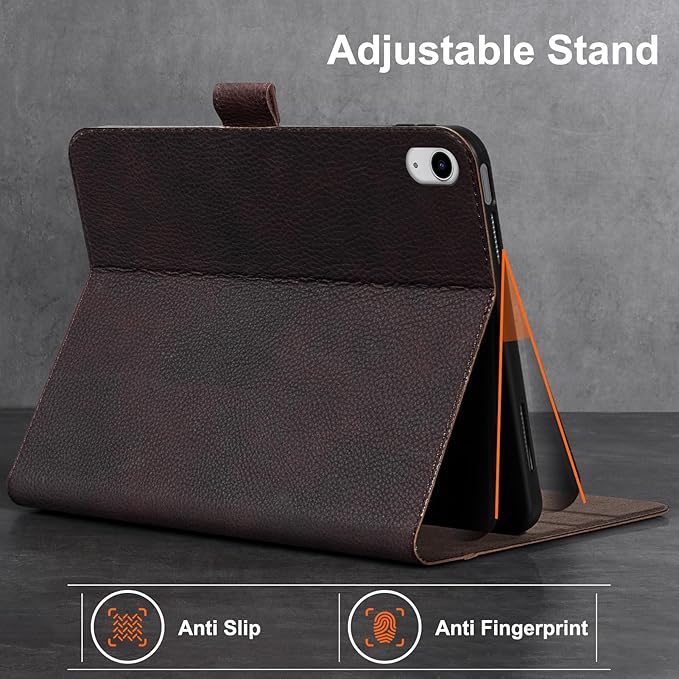 Gexmil Leather Case for iPad (A16) 11th Generation 11 Inch 2025 iPad 10th Generation 10.9 Inch 2022Protective Cover with Magnetic ClosureAuto Sleep/WakeSanded Brown