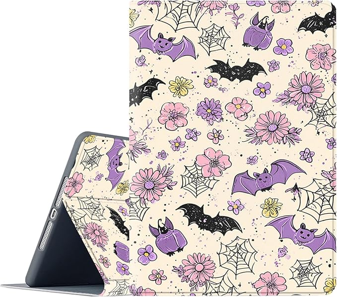 Case for Samsung Galaxy Tab A11 Plus/A9 Plus 11 Inch 2025/2023Adjustable Stand Auto Wake/Sleep Function Full Body Protection Cover - Halloween Bat Flower