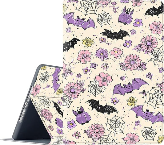 Case for Samsung Galaxy Tab A11 Plus/A9 Plus 11 Inch 2025/2023Adjustable Stand Auto Wake/Sleep Function Full Body Protection Cover - Halloween Bat Flower