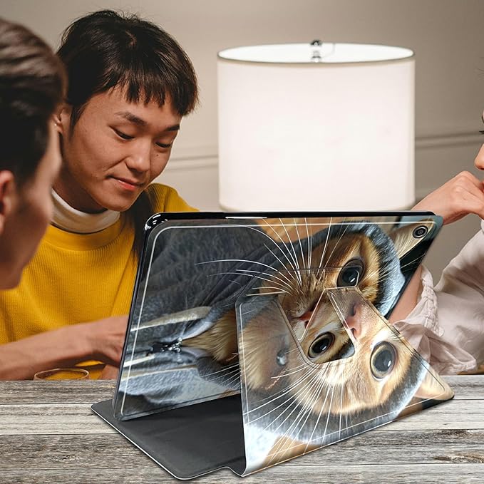 Case for Kindle Fire HD 8 Tablet (8th/7th/6th Generation 2018/2017/2016 Release) Big Eyes Cat Theme 360 Degree Rotating Stand Protective Cover with Auto Sleep/Wake for HD 8 Tablet