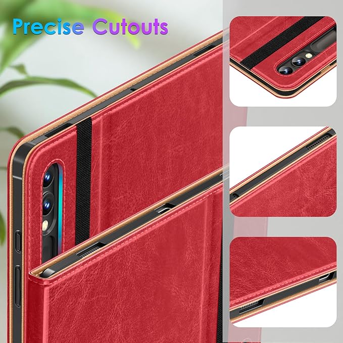 DTTO for Samsung Galaxy Tab S10 Ultra / S9 Ultra / S8 Ultra Case 2024/2023/2022 Premium Leather Business Folio Stand Cover with S Pen Holder for 14.6 Inch Tablet Auto Wake/Sleep Red