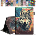 Case for All-New Amazon Kindle Fire HD 10 &amp 10 Plus Tablet 10.1 (13th/11th Generation 2023/2021 Release) - Premium PU Leather Cover with Auto Sleep Wake American Flag Wolf