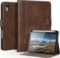 Genuine Leather Case for iPad mini 7th/6th Gen 8.3 inch Premium Folio Cover with Apple Pencil Holder Auto Wake/Sleep Adjustable Stand &amp Magnetic Closure Dark Brown