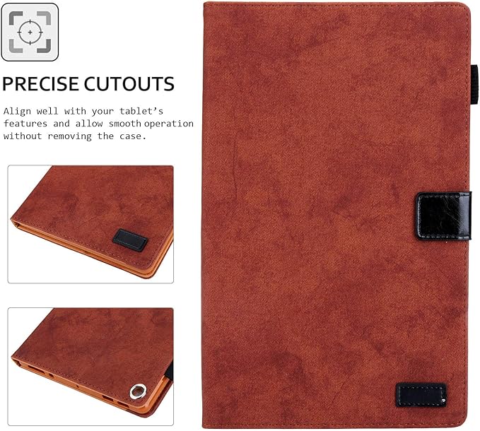 Folding Case for Amazon Fire HD 10 9th/7th/5th Gen Techcircle Smart Flip [Wake/Sleep] Solid PU Leather Protective Cover for All-New Kindle Fire HD 10.1 inch Tablet 2019/2017/2015 Release Brown
