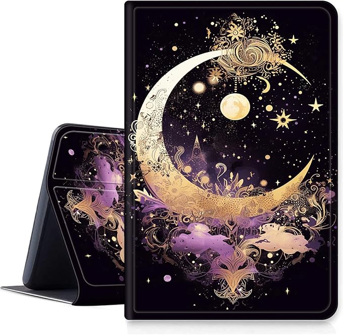 DIGTIALLL Case for Amazon Kindle Fire 7 Inch Tablet (9th/7th/5th Generation 2019/2017/2015 Release) PU Leather Smart Protective Cover with Auto Sleep/WakeTars and Moon