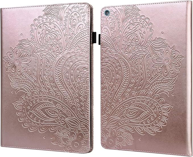 ALILANG Case for Kindle Fire HD 10 (9th Gen 2019/7th Gen 2017/5th Generation 2015) 10.1 Multiple Viewing Angles PU Leather Flip Stand Cover for Amazon Fire HD 10 Case -Rose Gold