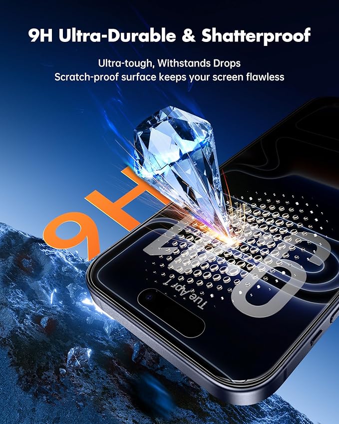 UNBREAKcable Privacy Screen Protector for iPhone 17 Pro (6.3) 25° Anti-Spy Tempered Glass Easy Install Alignment Frame Case-Friendly 9H Hardness Anti-Fingerprint 3-Pack