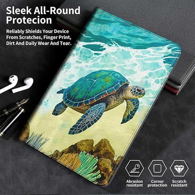 Case for Kindle Paperwhite 12th Generation &amp Kindle Colorsoft Signature Edition 2024 7 inch Lightweight Smart Case PU Leather Adjustable Stand Protective Cover with Auto Wake/Sleep - Cute Turtle