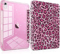 TWOLSKOO Sparkly Case for iPad Pro 11 inch (M5 2025 / M4 2024) Glitter Hard Acrylic Back with Pencil Holder Slim Trifold Stand Folio Cover Auto Sleep/Wake Rose Leopard