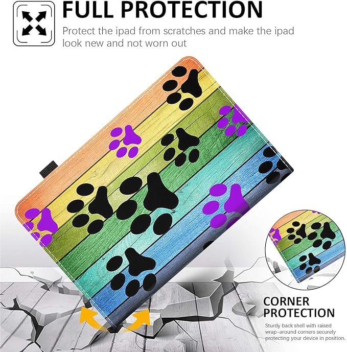 Case for Amazon Fire Max 11 Tablet (13th Generation 2023 Release) Multi-Angle Smart Stand Cover Auto Sleep/Wake for Fire 11 Max TabletRustic Rainbow Woodgrain Dog Paw