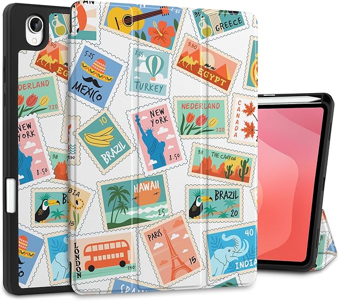 DONGKE Case for Samsung Galaxy Tab S11 5G 11 2025 Model (SM-X730/X736B) Slim Lightweight Trifold Stand Cover with S Pen Holder Auto Sleep/Wake Soft TPU Shockproof Back Post Stamps