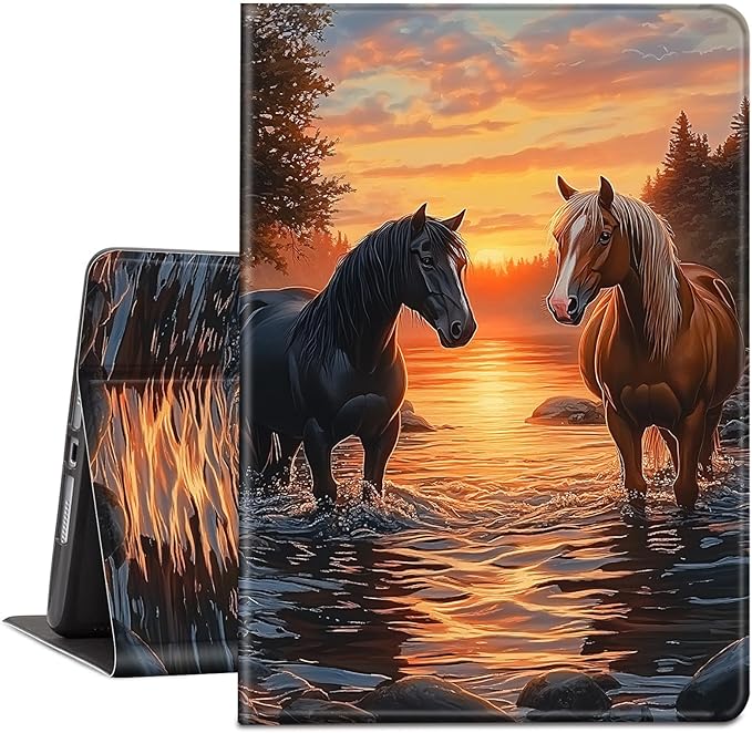 Case for Amazon Kindle Fire HD 10 and Fire HD 10 Plus 10.1 Tablet Case (13th/11th Generation 2023/2021 Release) Slim Fit PU Leather Cover with Auto Sleep/Wake - Oil Art Horse