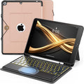 INFILAND Keyboard Case for iPad 9th/8th/7th Generation 10.2 Inch 7-Color Backlight &amp High Precision Trackpad Slim Detachable Folder Style Keyboard Case with Pencil Holder (Rose Gold)