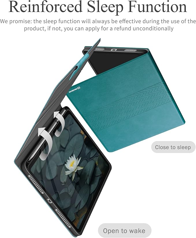 auaua Case for iPad (A16) 11th Generation 11 Inch 2025 iPad 10th Generation 10.9 Inch 2022 with Pencil Holder Auto Sleep/Wake Adjustable Stand PU Leather (Green)