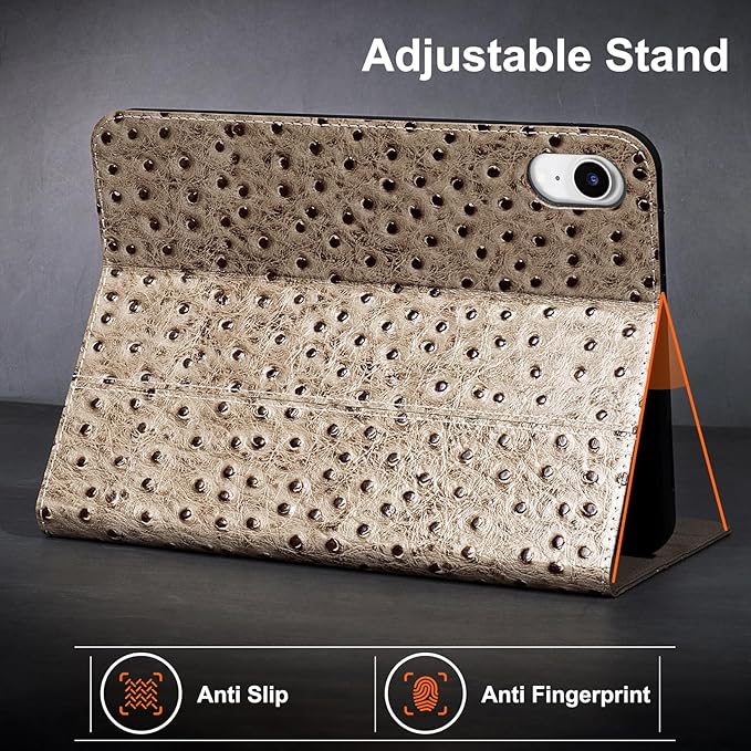 Gexmil Leather Case for iPad mini 7 (A17 Pro) 2024 / iPad mini 6 Generation 2021 8.3 InchPremium Cowhide Cover with Adjustable Stand Auto Wake/SleepKhaki