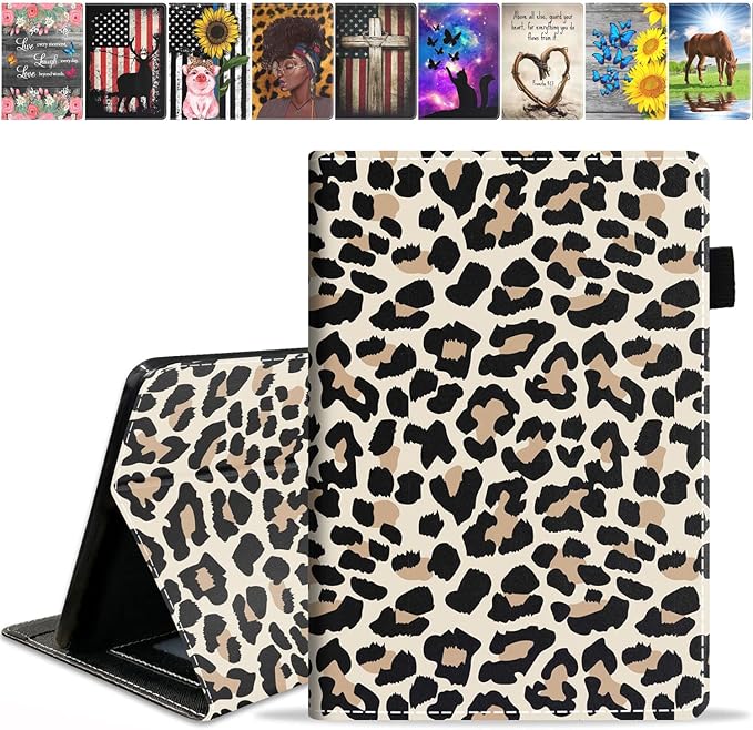Case for Amazon Kindle Fire HD 10 &amp Fire HD 10 Plus Tablet (11th Generation 2021 Release) Premium PU Leather Stand Cover with Smart Auto Wake Leopard Print