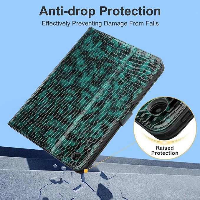Elegant Case for Samsung Galaxy Tab A9 Plus 11 Inch 2023（Model: SM-X210/X216/X218） Premium Leather Crocodile Cover | Stand | Card Pockets| Wrist Strap| S Pen Holder (Dark Green Gradient)