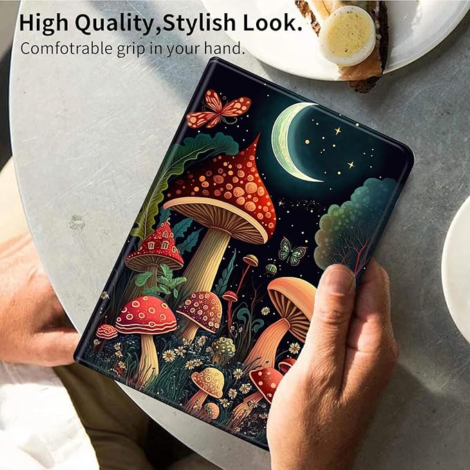 for iPad Air 13 Inch Case M3/M2 2025/2024for iPad Pro 12.9 Case 2022/2021/2020 6th/5th/4th GenPU Leather Slim Standing Smart Cover with Auto Sleep/WakeNight Sence Mushrooms