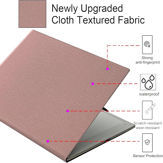 Magnetic Stand Folio Case for iFLYTEK AINOTE 2 10.65 E-Ink Tablet (2025 Released) Ultra-Thin Lightweight Premium PU Leather Cover with Magnetic Pen Buckle &amp Auto Sleep/Wake (Cloth Rose Pink)