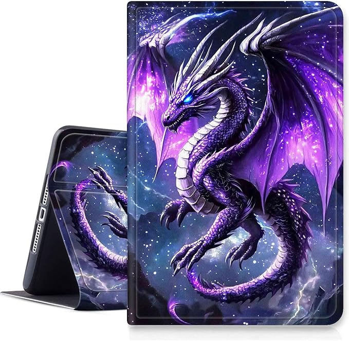 for Fire Hd 10 Tablet Case 11th/13th Generation 2021/2023 ReleaseHybrid Slim Multi-Angles Stand Cover for Kindle Fire HD 10 Plus 11th GenAuto Wake/Sleep-Purple Dragon Galaxy