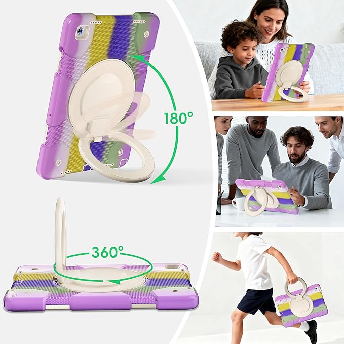 Case for Samsung Galaxy Tab A9+/A9 Plus Case 11 Inch with Screen Protector/360° Rotating Stand/Pen Holder/Shoulder Strap Shockproof Cover for Tablet A9+ 5g (Colorful Purple)