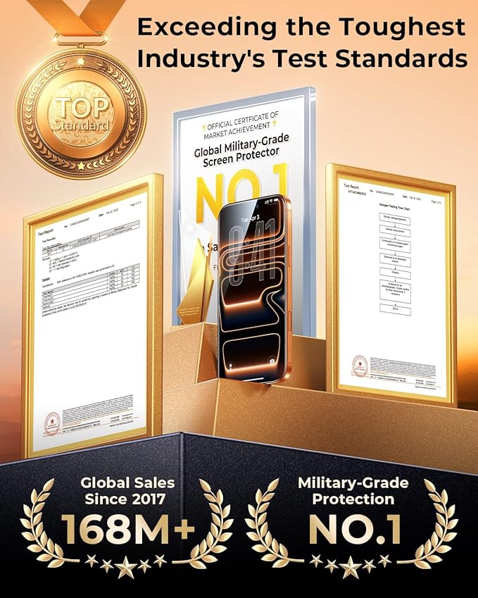 DIMONCOAT TOP 9H+ Glass for iPhone 17 Pro Max Screen Protector[Easy One-Pull Installation] [10X Military Protection] Tempered Glass Screen Protector 17 Pro Max 6.9 inch Case-Friendly 2-Pack